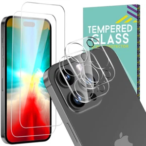 For iPhone 15 Pro Max 14 13 12 11 Mini Tempered Glass Screen Camera Protector - Picture 1 of 20