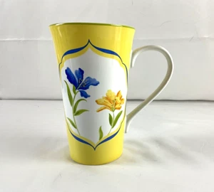222 Fifth French Garden Tall Mug Coffee Latte Tea Ceramic Pottery Blue Floral - Picture 1 of 8