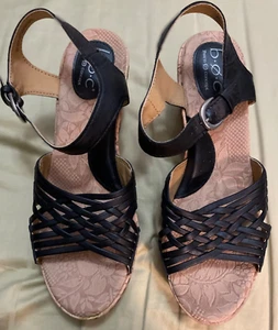 Sandalias Børn negras con tiras, cuña de corcho - para mujer talla 9 - ¡Excelente estado! - Imagen 1 de 4
