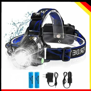 LED Stirnlampe Kopflampe CREE XML T6 1000LM Zoombar Akku 2*2200mAh Scheinwerfer - Bild 1 von 16