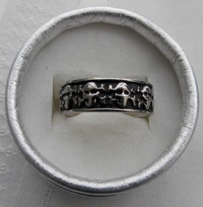 Men's Skull & Bones With Black Stainless Steel Ring Size 13 #ST103 - Picture 1 of 6