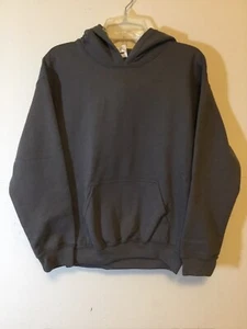 Gildan Heavy Blend Sweatshirt Boys Size M Gray Hooded Pullover - Picture 1 of 4