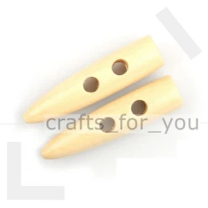 10Pcs Wood Horn Button Toggles 30mm 40mm 50mm 60mm For Clothing Sewing Craft DIY - Picture 1 of 24