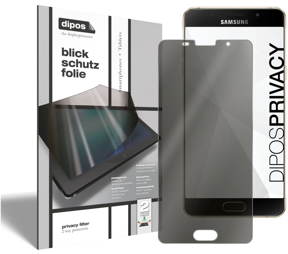 Screen Protector for Samsung Galaxy A3 2017 (vertical) 2x Anti-Spy Protection — 第 1/4 张图片