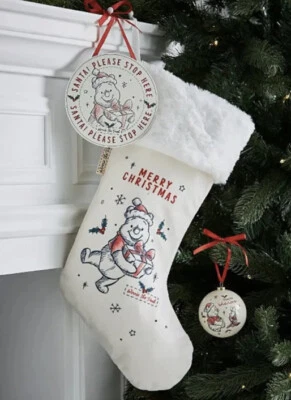 Disney Winnie The Pooh Xmas Bauble Stocking Plaque Tree Decoration Gift Set New - Image 1 of 2