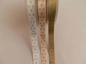 Berisfords Pretty Christmas Metallic Snowflakes Ribbon-1 Metre-Please Choose - Picture 1 of 4