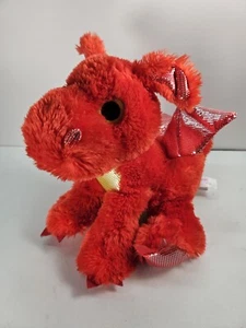 Aurora Dreamy Eyes Red Flame Metallic Dragon Plush Stuffed Animal Sparkle Tales - Picture 1 of 8