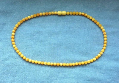 Bernstein Kugelkette butterscotch 41cm - 5,5 mm Kugeln - Naturbernstein weißgelb - Bild 1 von 4