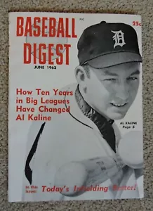 BASEBALL DIGEST JUNE 1963~AL KALINE~MLB HALL OF FAMER~98 PAGES~NEAR MINT COND! - Picture 1 of 2