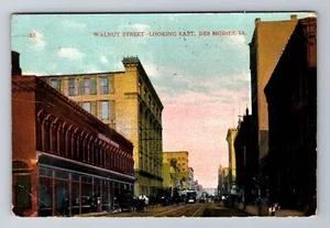 Des Moines IA-Iowa, Walnuss Straße Blick nach Osten Werbung Vintage c1921 Postkarte - Bild 1 von 2