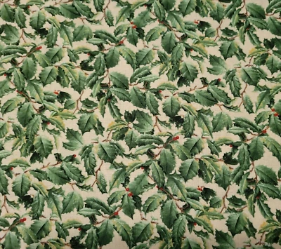 Acolchado Tesoros Invierno Pájaros POR Hautman Acebo Verde sobre Bronceado Foto 1 de 3