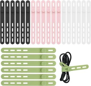 24Pcs Silicone Cable Ties - Reusable & Washable with Locking Buckle Design - Picture 1 of 7