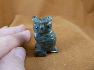 (Y-BIR-OW-70) green Serpentine HORNED OWL figurine SOAPSTONE Peru owls owlet - Picture 1 of 1