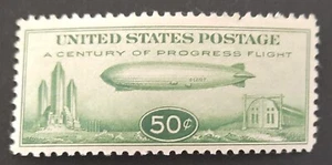 US air post stamps 1933 50c Zepelin green Perf 12 Scott # C18 MH OG - Picture 1 of 2