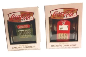 Coke Two Coca-Cola Machine Ceramic Ornament NEW IN BOX Christmas Holiday Enesco  - Picture 1 of 9
