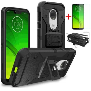 For Motorola Moto E5 E6 Z3 Z4 G7 Play Power Armor Belt Clip Holster Case Cover - Picture 1 of 21