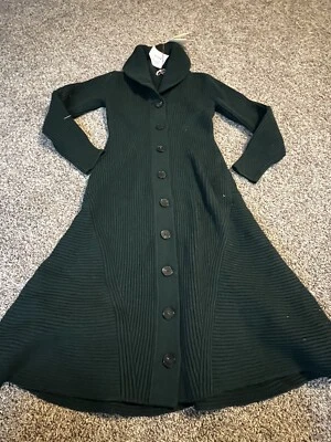 Mujer Alexander McQueen Acanalado Lana Cachemira Bosque Verde Suéter Vestido Talla M  Foto 1 de 3