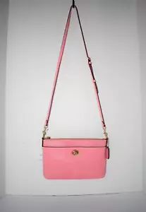 Borsa a tracolla COACH Polly in pelle ciottoli cerniera superiore in gomma da masticare #C3376 Nuova con etichette - Foto 1 di 5