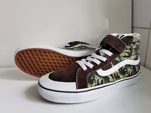 VANS AUTHENTIC SK8 HI UK 5 EU 38 BOYS GIRLS WOMENS BROWN GREEN CAMO TRAINERS - Picture 1 of 16