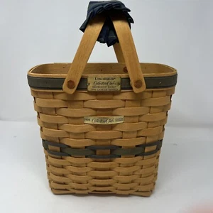 Longaberger Collector's Club Basket Charter Member 1996 doble asa con envoltura - Imagen 1 de 11