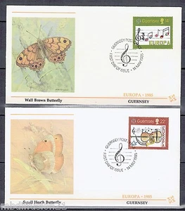 1985-GUERNESEY//2x ENVELOPPES/FDC 1°JOUR*PAPILLON/MUSIQUE*TIMBRE EUROPA:322/323 - Picture 1 of 1