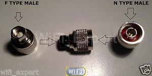 F Type Male Jack to N TYPE Male Plug Straight Adapter RF Connector Converter - Picture 1 of 2