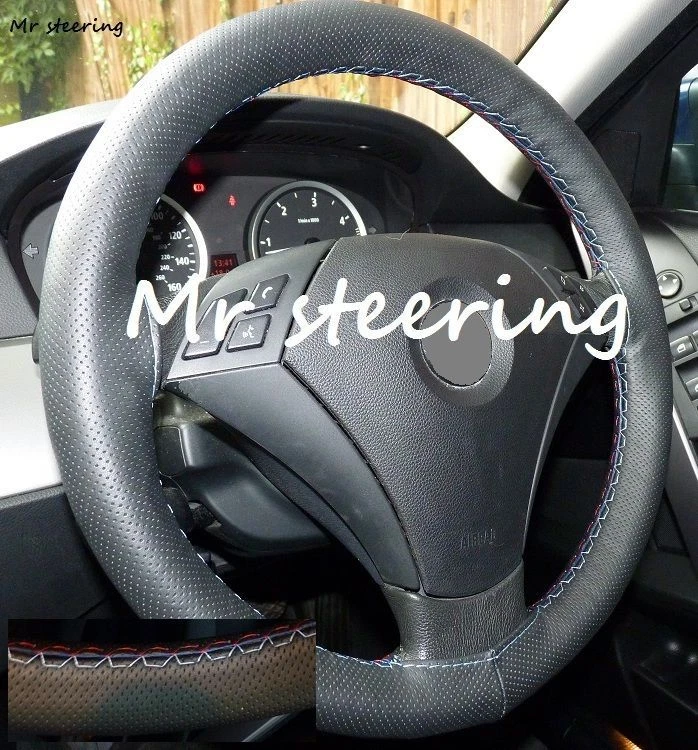 FITS BMW Z3 BLACK PERFORATED LEATHER STEERING WHEEL COVER M3 STITCHING 1995-2001 - image 1 of 1