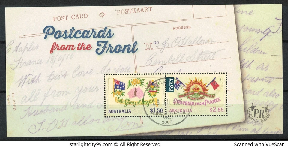 AUSTRALIA 2025 POSTALES DE LA PARTE DELANTERA 2 HOJA RECUERDO DE 2 SELLOS USADOS Foto 1 de 4