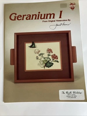 Green Apple Co. Geranium I 1 Watercolors Cross Stitch Leaflet Pattern Chart 1986 - Image 1 of 2