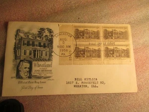 JAMES BUCHANAN’S WHEATLAND FIRST DAY OF ISSUSE ENVELOPE 1956 - Picture 1 of 2