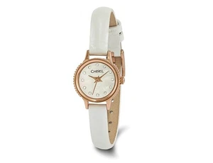 Ladies Chisel Stainless Steel White Dial Analog Watch with White Leather Strap - Picture 1 of 2