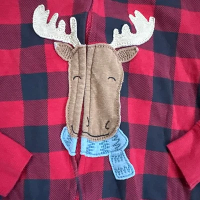 Carters durmiente niño pequeño talla 3t búfalo cuadros patas de alce rojo negro una pieza Foto 1 de 4