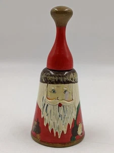 Vintage 6” Wooden Santa Claus Christmas Bell Hand-Painted Decoration - Picture 1 of 6