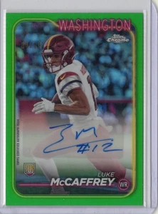 2024 Topps Chrome - Rookie Autographs Luke McCaffrey #RA-LMC Green Refractor /99 - Picture 1 of 2