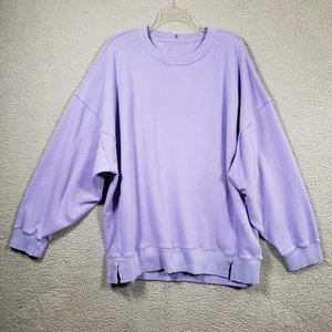 AERIE The Chill Crew Sweatshirt XXL Lila Frottee Distressed Oversized Slouchy - Bild 1 von 13
