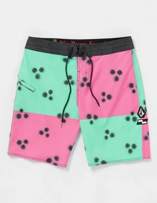 VOLCOM x Schroff Stoney Board Shorts Swim Trunks Pink Aqua Men’s Sz 30 *NEW* $70 - Image 1 of 4
