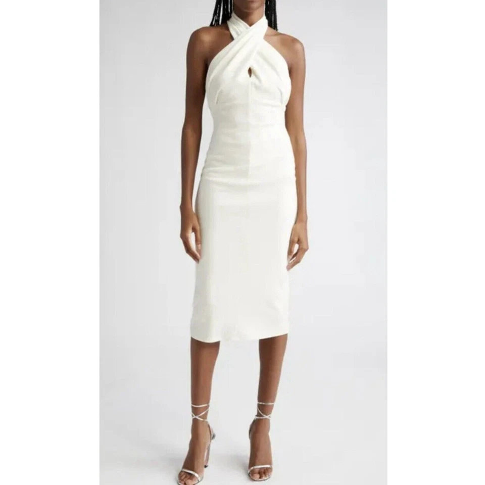 ALICE + OLIVIA Suellen Wool Cream Ecru Halter Neck Maxi Dress Size 4 MSRP $624.0 - Image 1 of 4