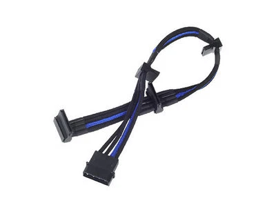 Silverstone SST-PP07-BTSBA (1 x 4pin Molex to 4 x SATA connectors, Black/Blue) - Image 1 of 4