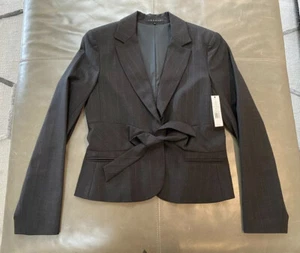 Neu mit Etikett Theory Galina Law anthrazitfarbener Damenblazer mit Bindeband Größe 10 395 $ - Bild 1 von 8