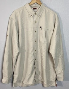 The North Face Men's Long Sleeve Shirt Cream Large Button Down Outdoor Heavy - Picture 1 of 9
