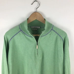 Peter Millar Luxus Mischung Baumwolle/Kaschmir Grün Quarterzip Pullover XL - Bild 1 von 8