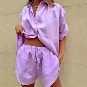 New with Tags - Two-Piece Summer Set Shorts and Shirt Purple Size S - Picture 1 of 1