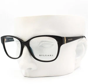 Bvlgari 4077 501 Eyeglasses Glasses Polished Black with Gold Logo 54-16-140 - Picture 1 of 9