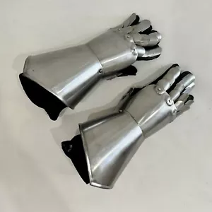 Mittelalter Ritter Guantlet Silber Metall Guantlets Handschuhe Rüstung Larp Kostüm - Bild 1 von 7