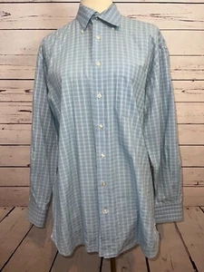 Peter Millar Long Sleeve Button Front Shirt Medium YOU546 Blue Plaid Cotton - Picture 1 of 11