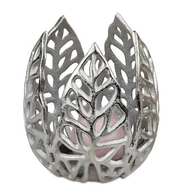 Portacandele Willi Blume A Forma Di Fiore H. 16Cm Argento Alluminio Formano - Immagine 1 di 3