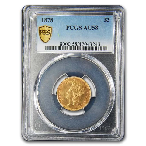 1878 $3 Gold Princess AU-58 PCGS - SKU#7383 Cover