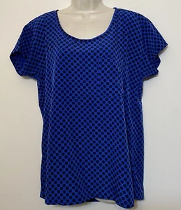 NWT Gap Medium Blouse Blue & Black Polka Dot Short Sleeve Relaxed Fit Top - Picture 1 of 7