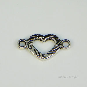 Antikes silberfarbenes Herz Komponentenglied 8 Stück (# B00816) - Bild 1 von 1