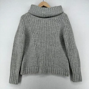 BANANA REPUBLIC Sweater Womens M Merino Wool Alpaca Blend Cowl Neck Chunky Gray - Picture 1 of 13